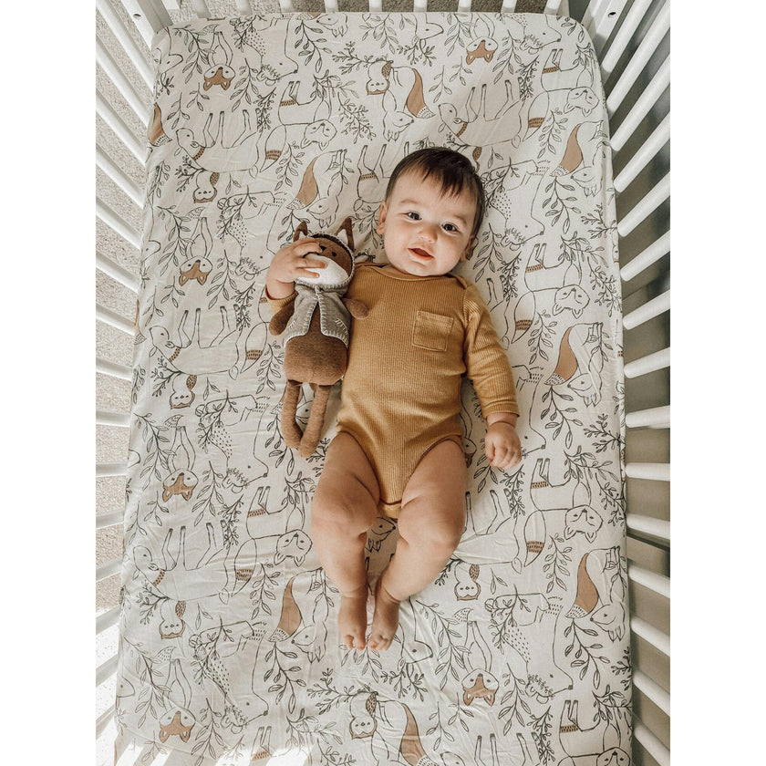 Ezra Fitted Woodland Animal Crib Sheets