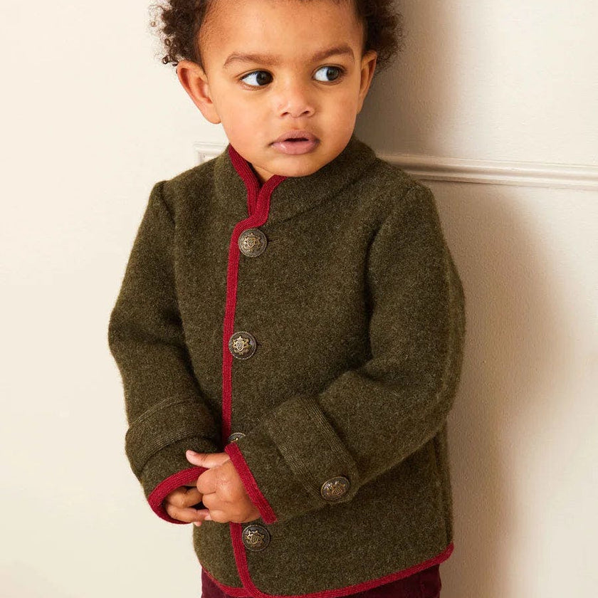 Austrian Single Breasted Contrast Trim Jacket in Green (18mths-10yrs)