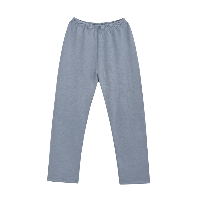 Blue Solid Wool-Blend Pajama Set