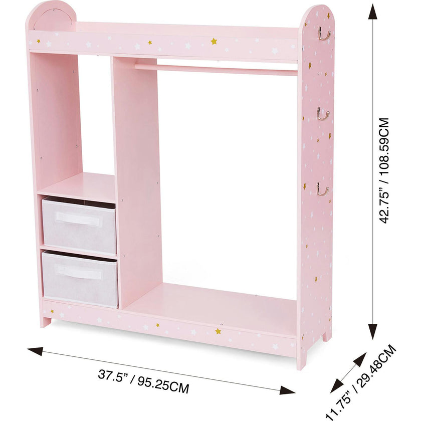 Fantasy Fields by Teamson Kids - Fashion Twinkle Star Prints Jasmine Toy Dress Up Unit Kids Furniture - Pink