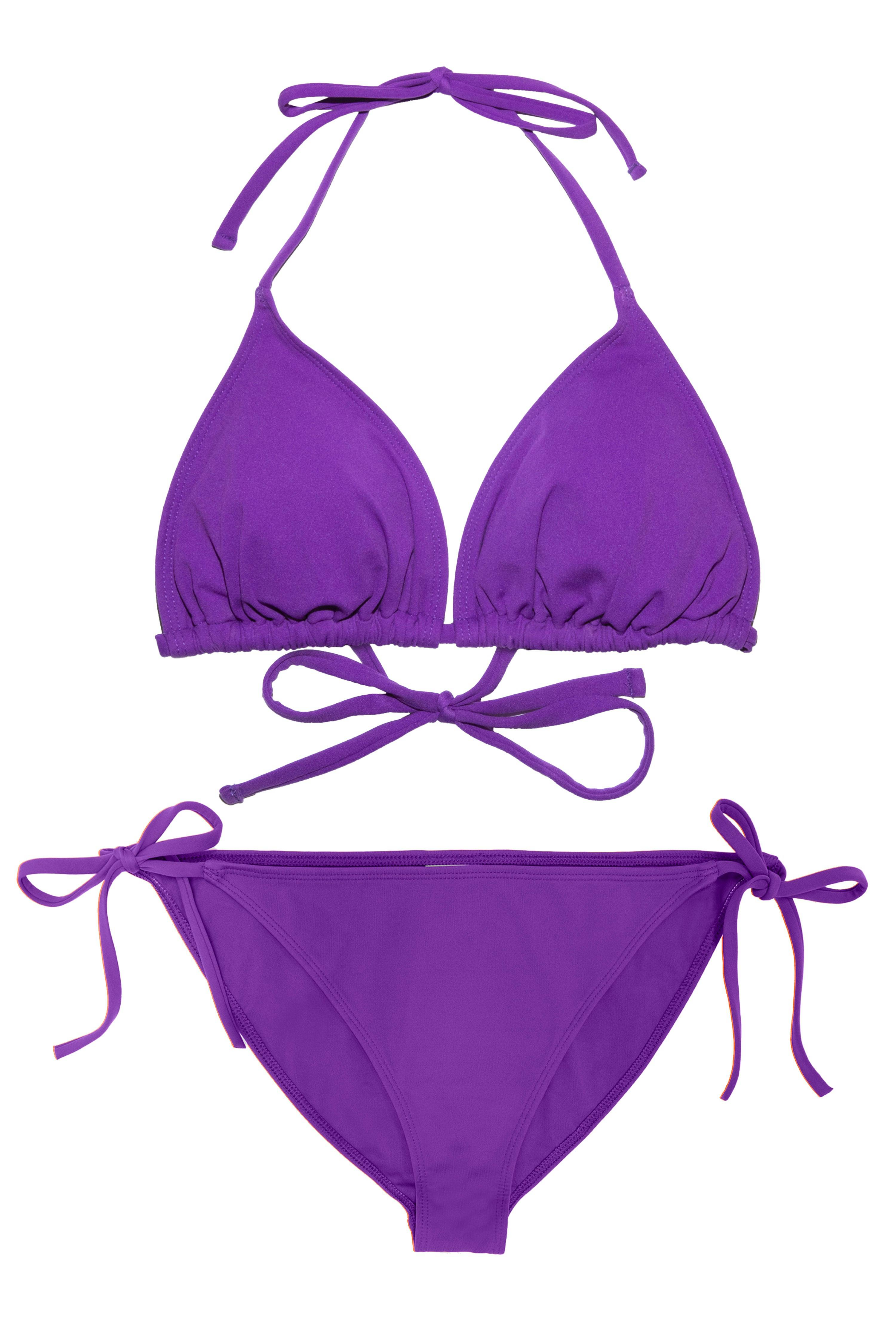 Teen Two-Piece Swimsuit, Mini Triangle & Bikini - Electric Purple