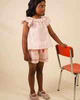 Roman Short - Pink Strips print