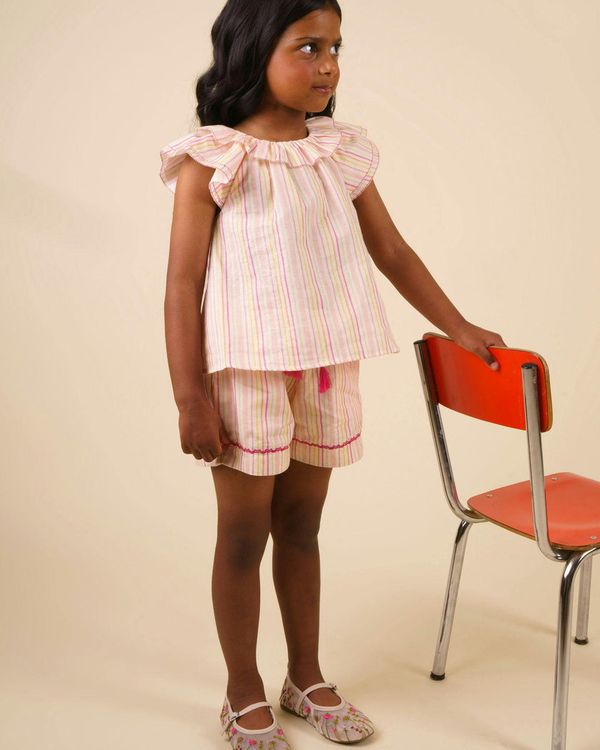 Roman Short - Pink Strips print