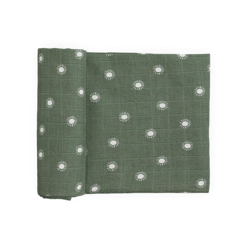 Organic Cotton Muslin Swaddle Blanket - Sage Suns
