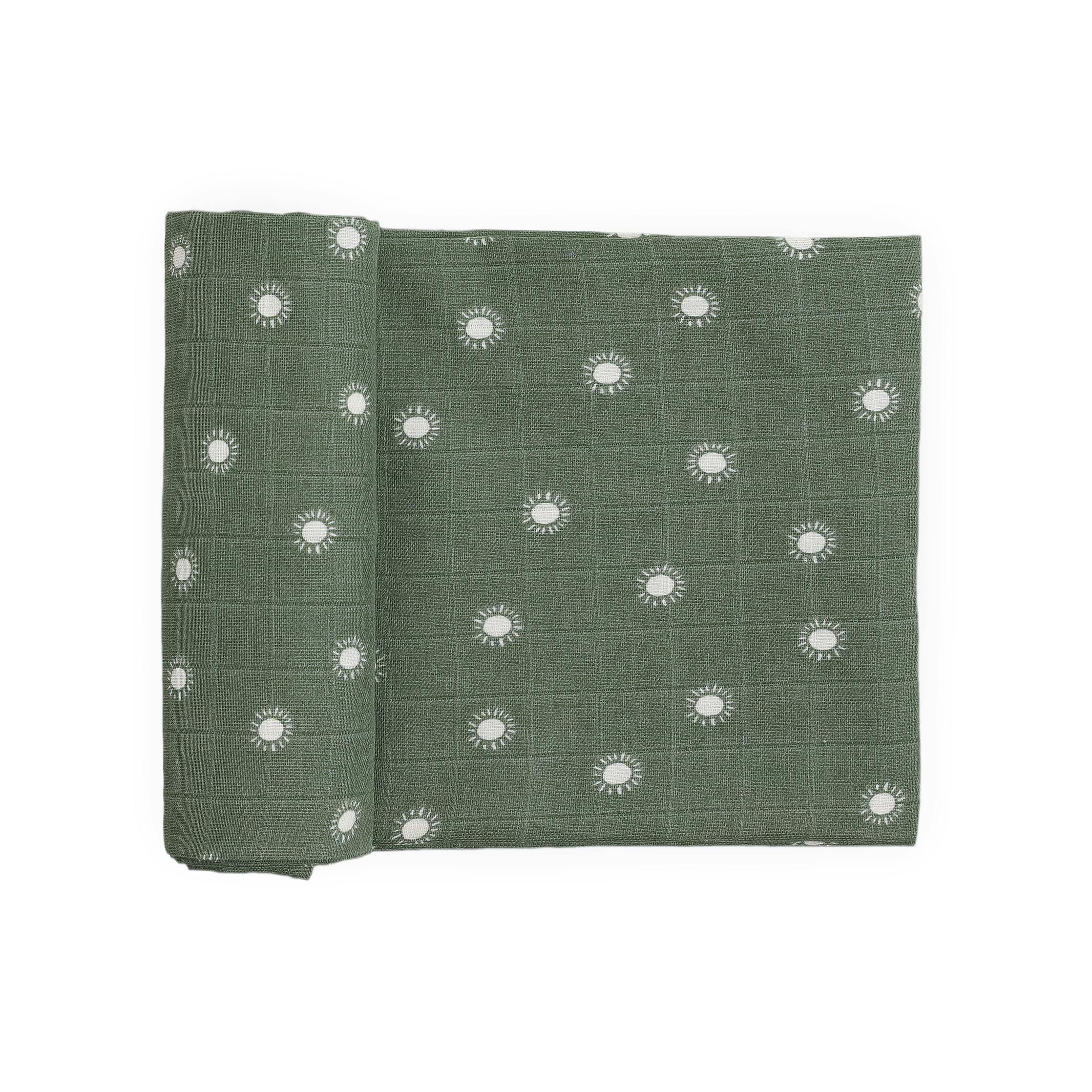 Organic Cotton Muslin Swaddle Blanket - Sage Suns