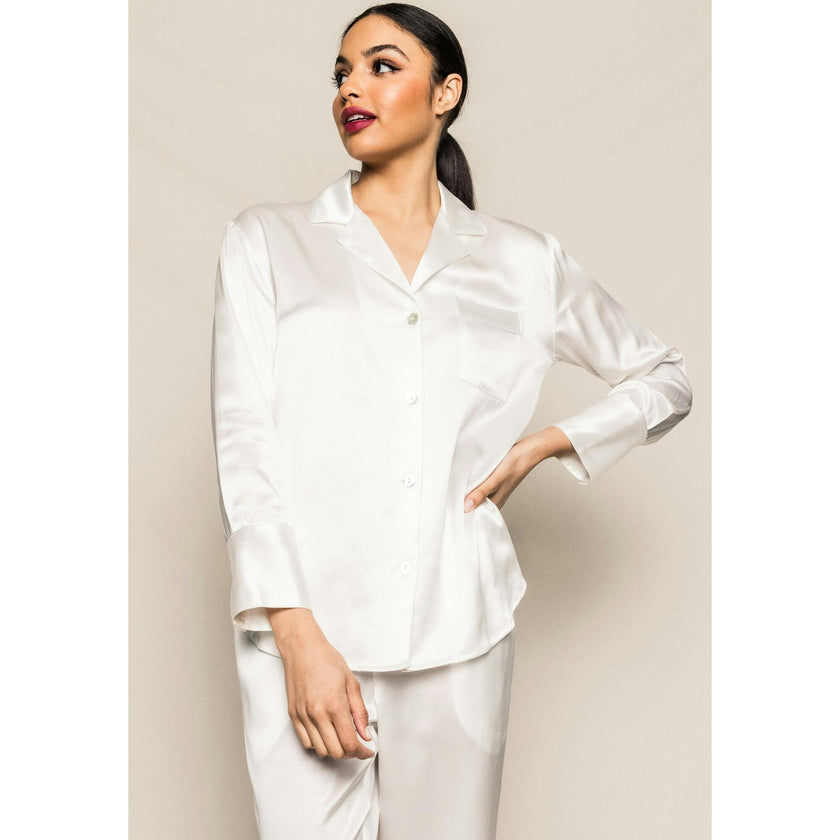 Women's Silk Pajama Set in Black