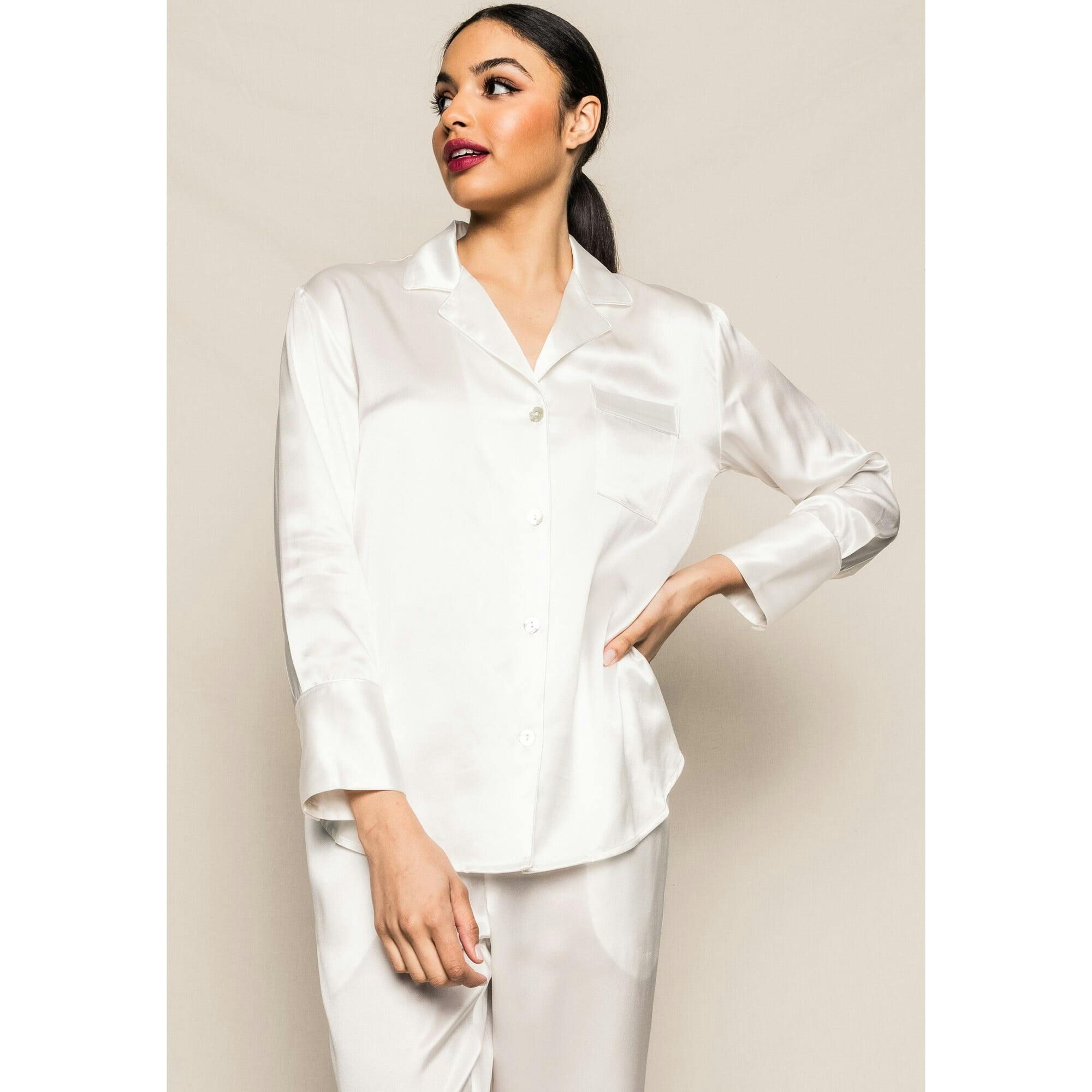 Women's Silk Pajama Set in Black