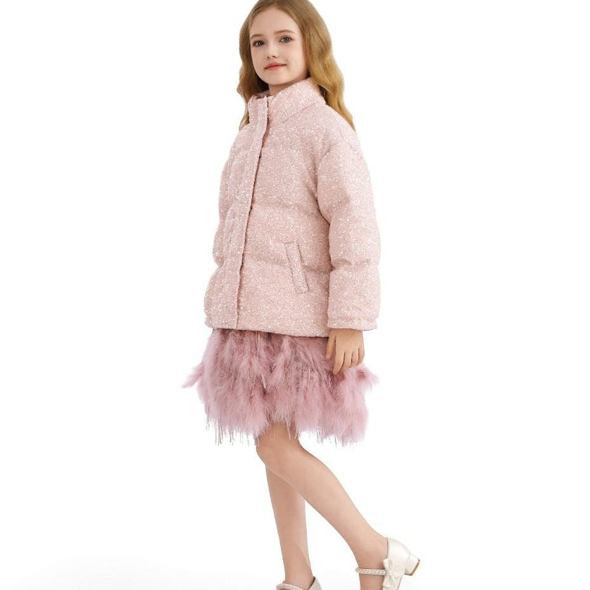Pink Glitter Puffer Jacket