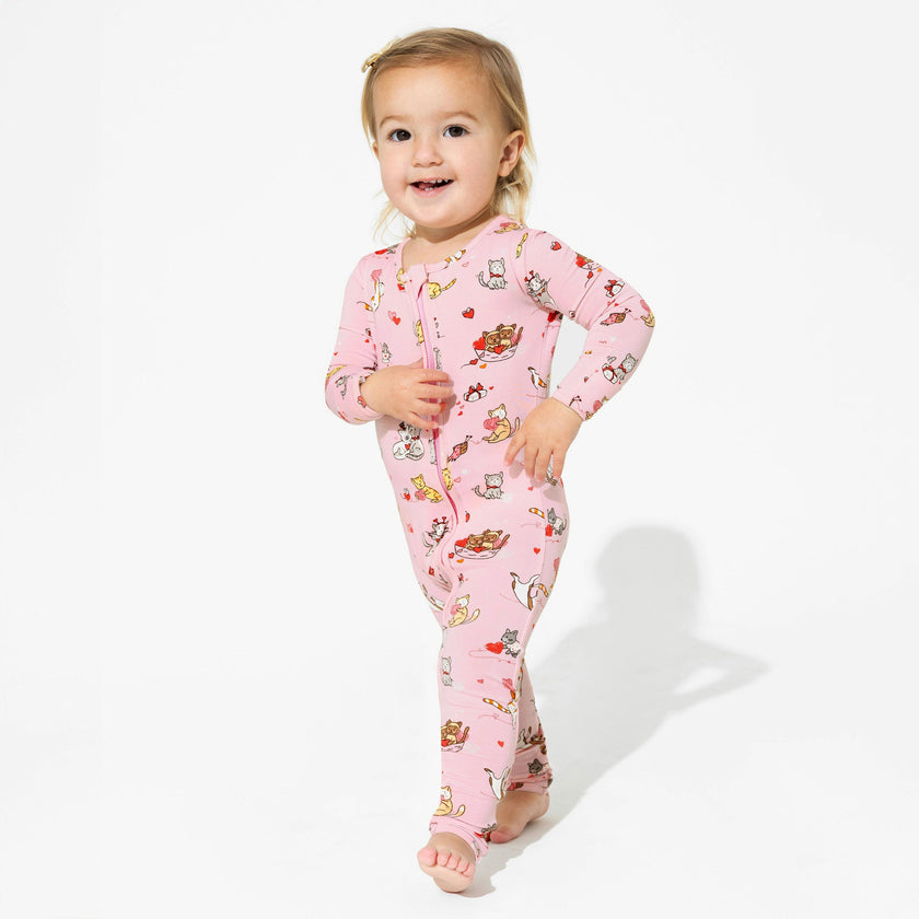 Valentines Kittens Bamboo Convertible Footie