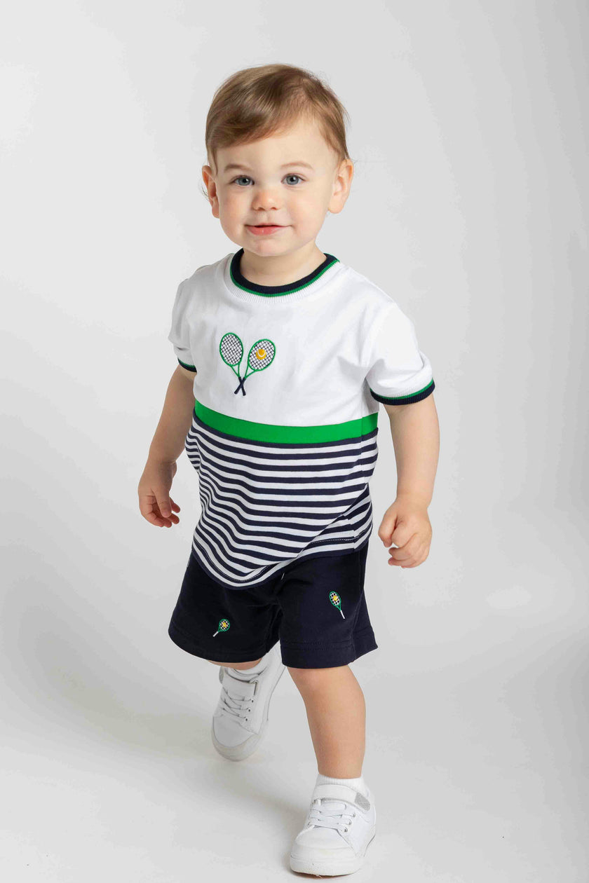 Knit Short Set with Tennis Rackets