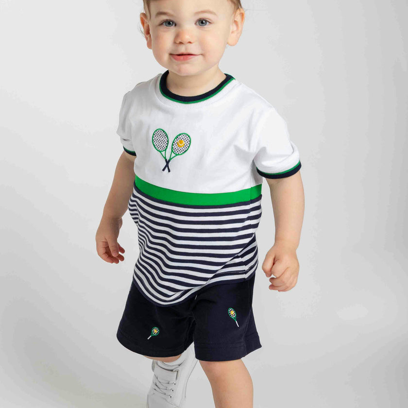 Knit Short Set with Tennis Rackets