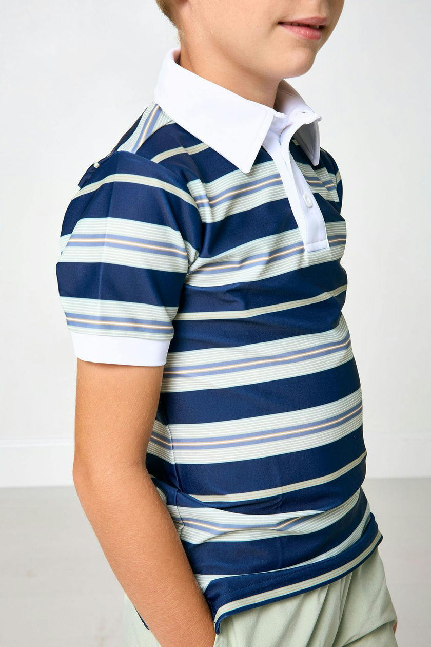 navy retro stripe polo shirt
