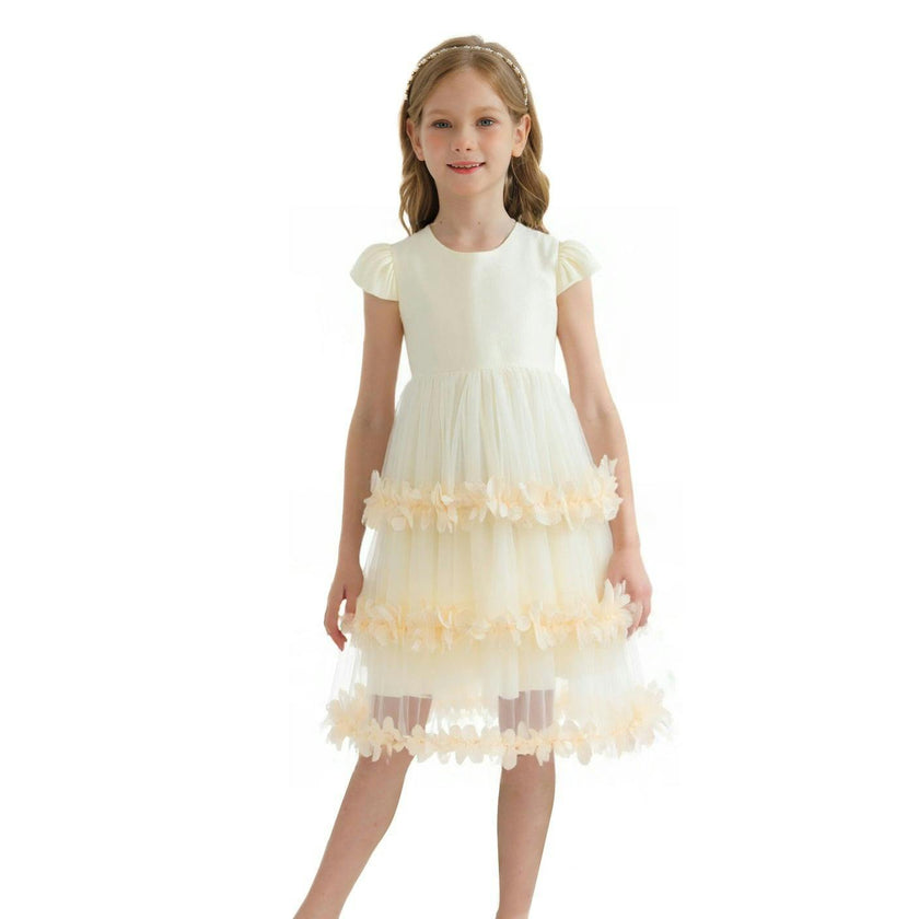 Cream Ferara Tiered Ruffle Dress