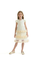 Cream Ferara Tiered Ruffle Dress