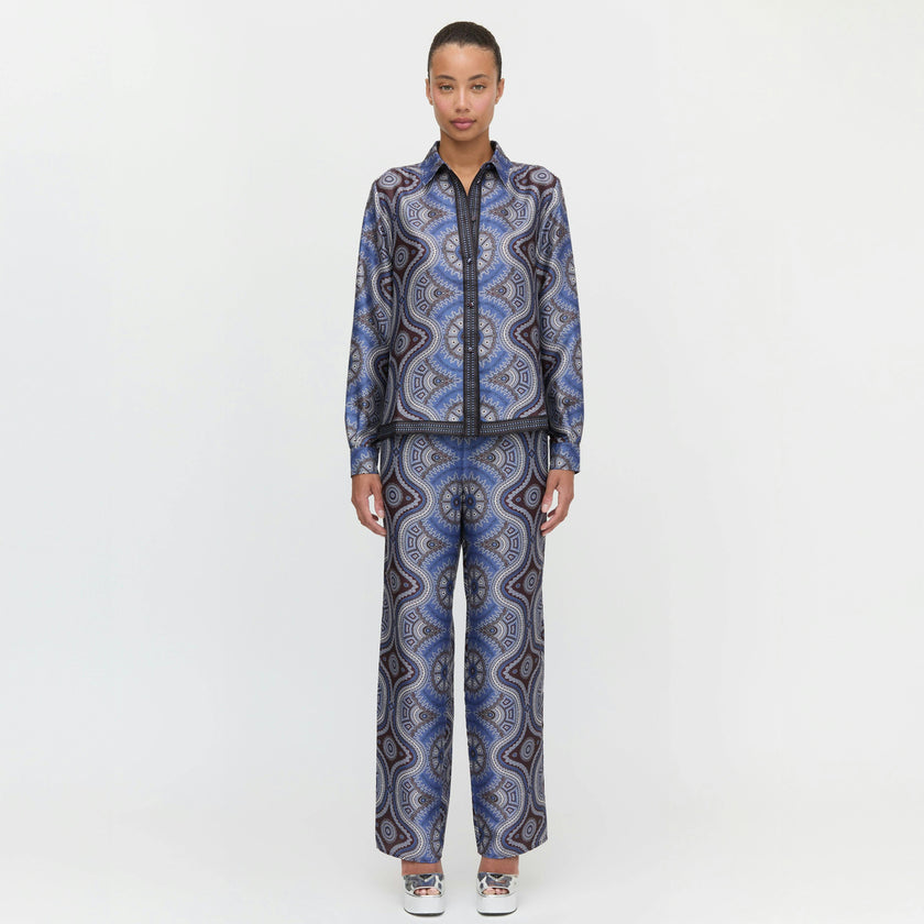 The Taylor Pant - Brown Cobalt Medallion