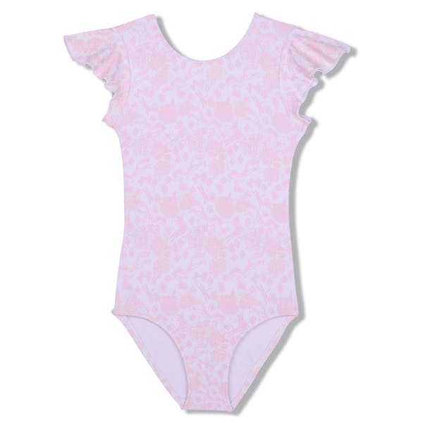 LEOTARD PINK TOILE FLUTTER SLEEVE