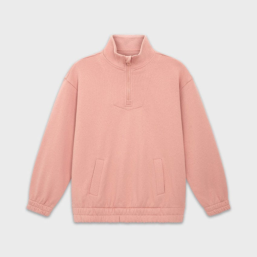 Relaxed Cotton Zip Collar Sweatshirt