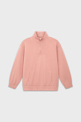 Relaxed Cotton Zip Collar Sweatshirt