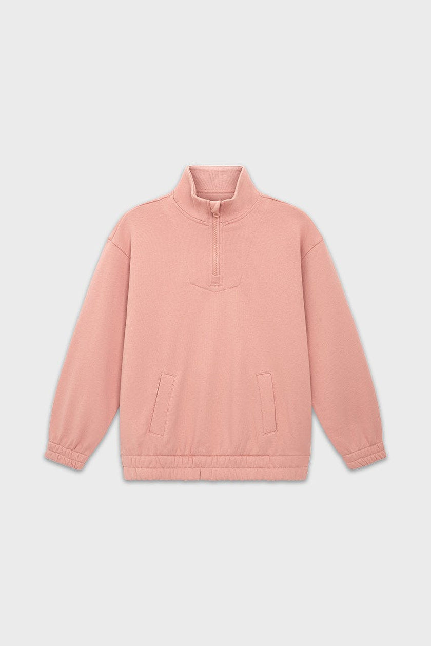 Relaxed Cotton Zip Collar Sweatshirt