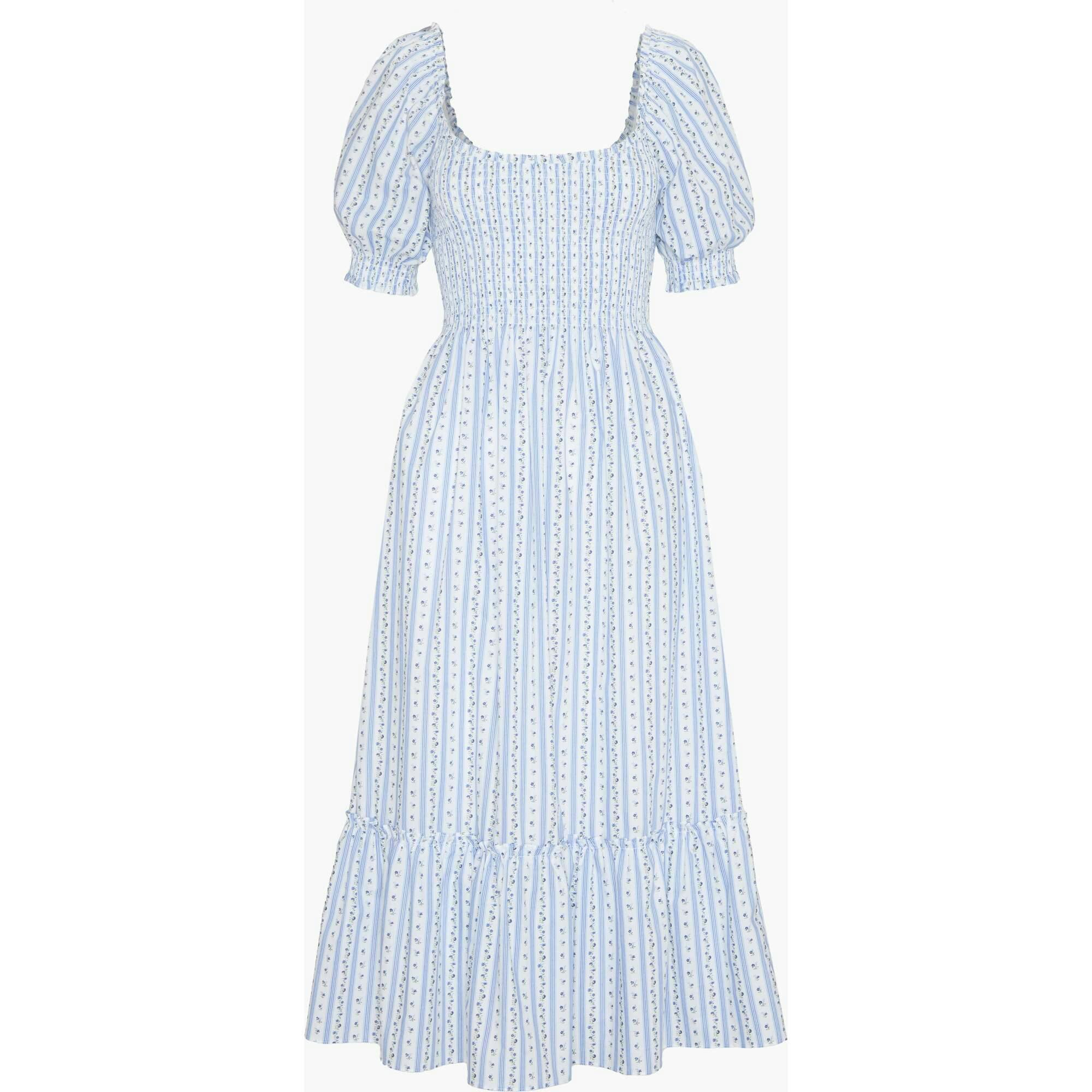 The Louisa Nap Dress - Blue Petal Stripe
