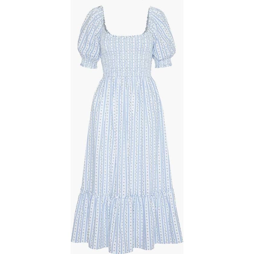 The Louisa Nap Dress - Blue Petal Stripe