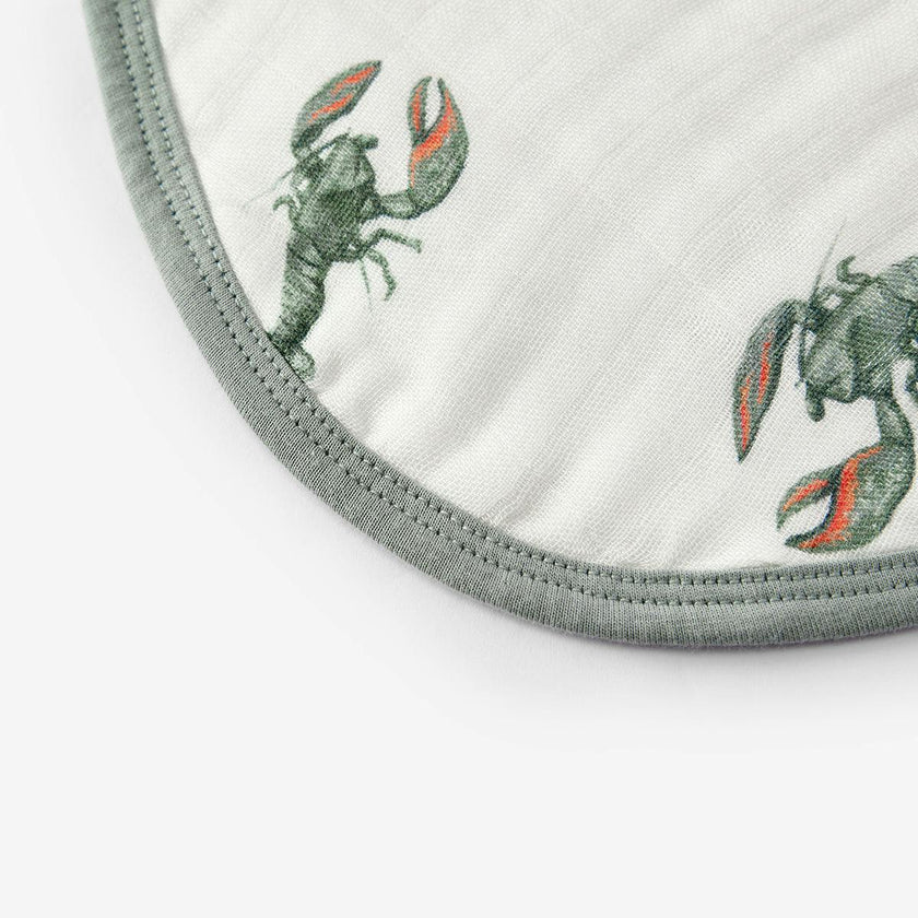Mint Lobster Contour Four Layer Burp Cloth
