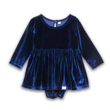 Long Sleeve Bubble Romper in Navy Velvet FW25
