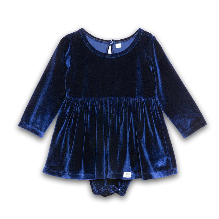 Long Sleeve Bubble Romper in Navy Velvet FW25
