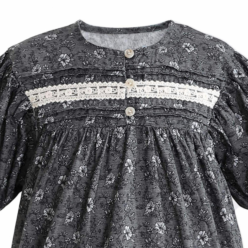 Gray Floral Lace Dress