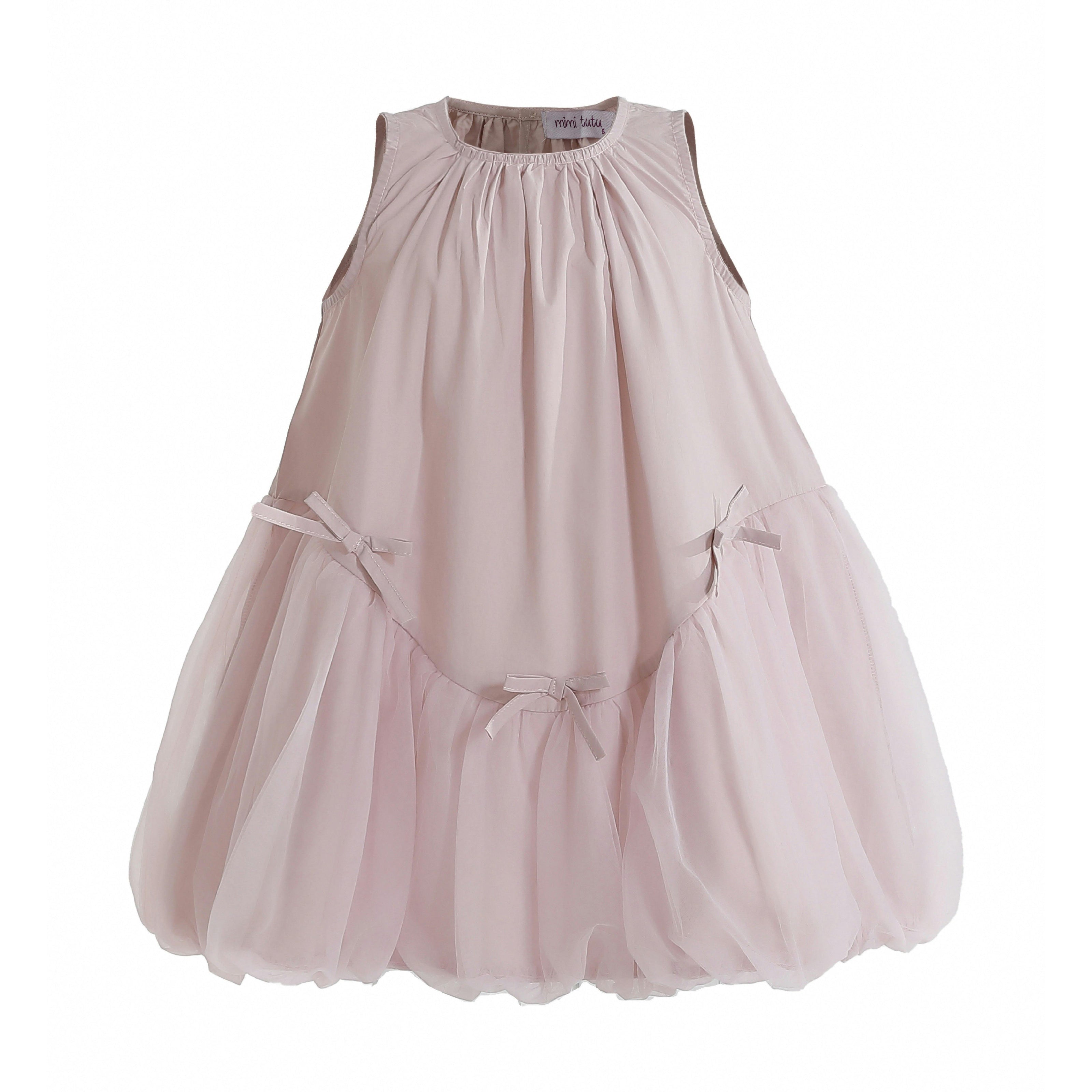 Pink Marielle Layered Bow Tulle Dress