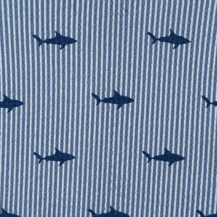 Boys Short Sleeve Cabana Set | Navy Stripe Shark