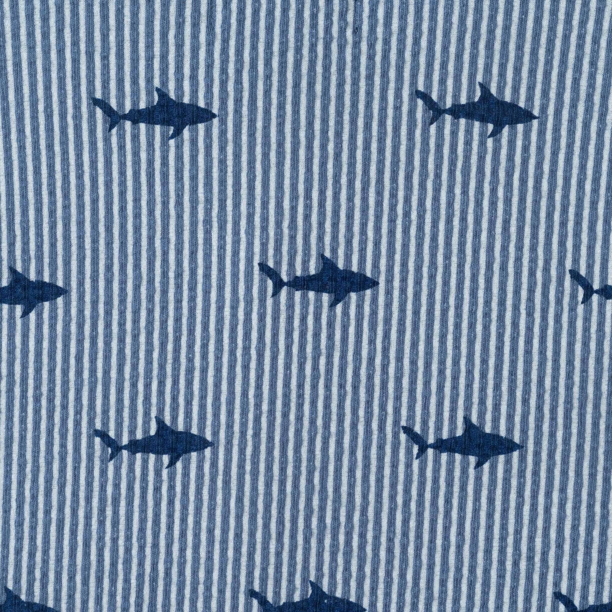 Boys Short Sleeve Cabana Set | Navy Stripe Shark