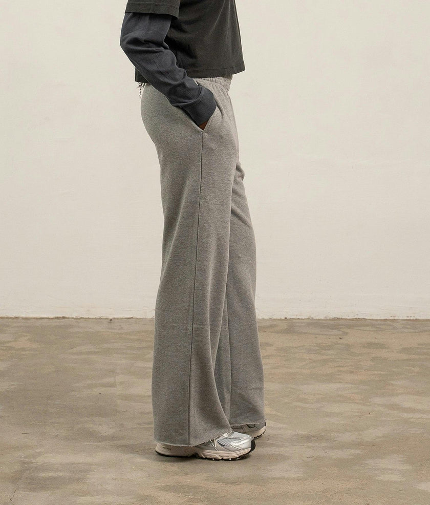 Womens Recycled Fleece Wide Leg Pant - Recycled Fleece - Heather Grey