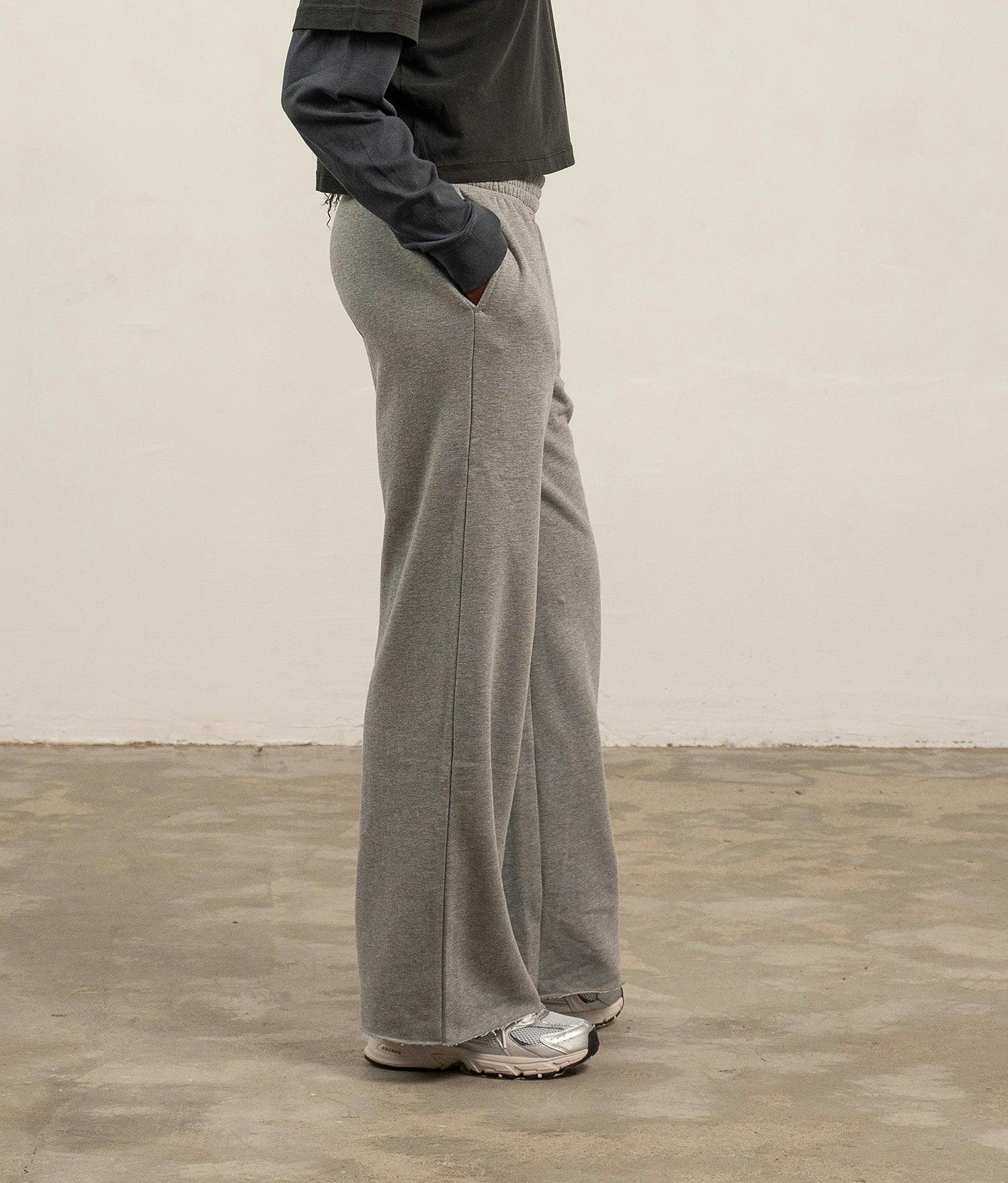 Womens Recycled Fleece Wide Leg Pant - Recycled Fleece - Heather Grey