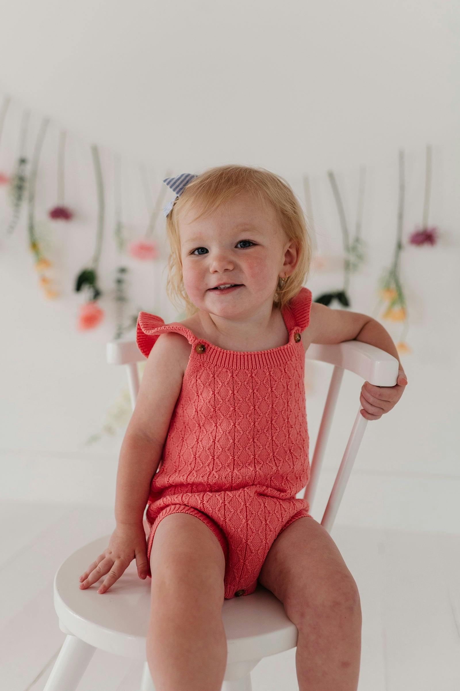 Baby Girl Knit Sweater Bodysuit in Strawberry Ice
