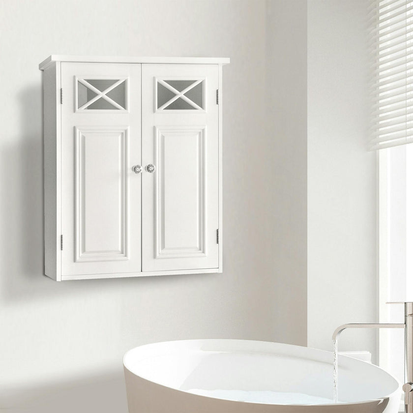 Dawson Wooden Wall Cabinet with Cross Molding and 2 Doors