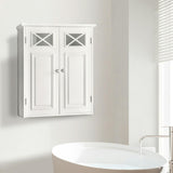 Dawson Wooden Wall Cabinet with Cross Molding and 2 Doors