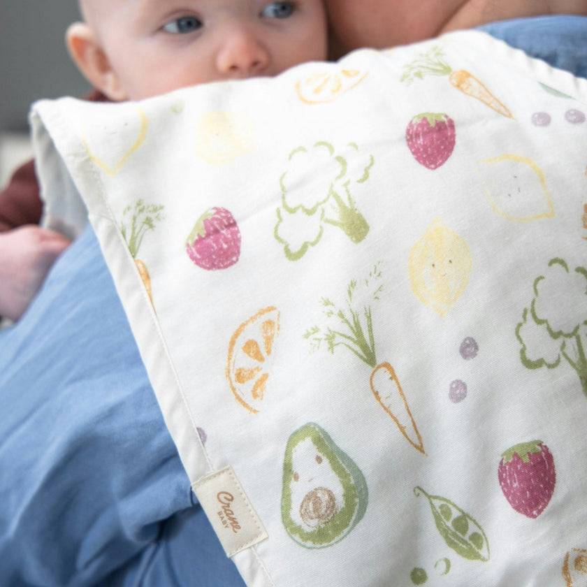 Clementine Fruits & Veggies Cotton Burp Cloth Set