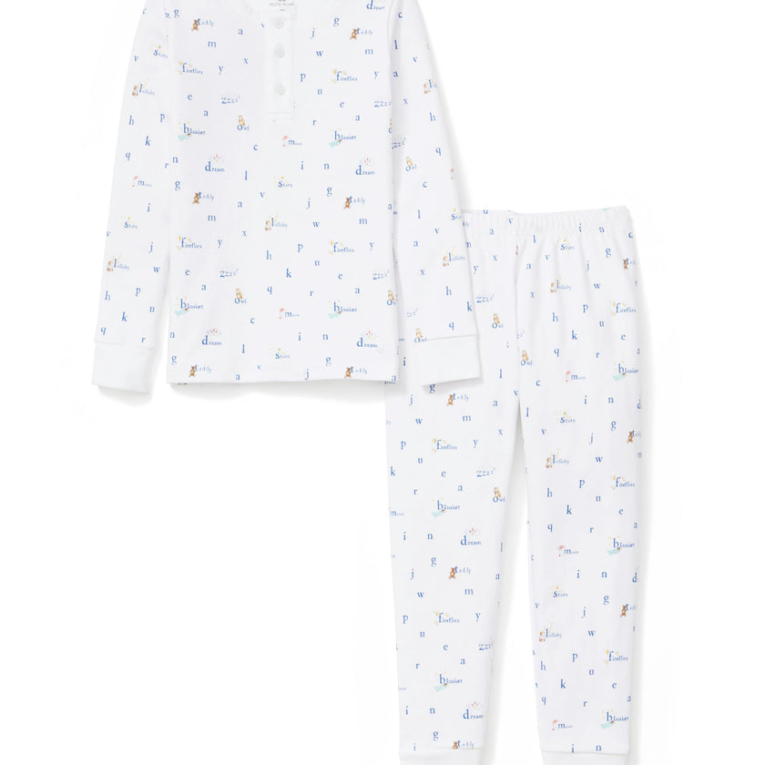 Kid's Pima Snug Fit Pajama Set in Letters and Lullabies