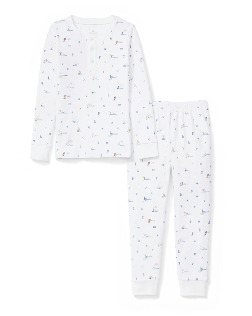 Kid's Pima Snug Fit Pajama Set in Letters and Lullabies