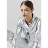 San Marino Metallic Linen Shirt - Silver