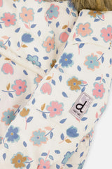 Baby Snug One Piece Snowsuit Adapted For Car Seats White With Floral Print