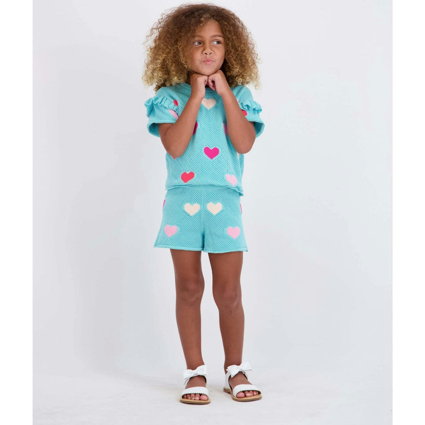 Girls Heart Crochet Set | Aqua Hearts