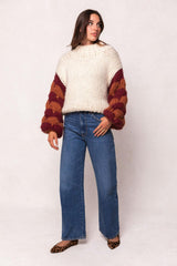 Aimee Sweater in Orange & Cream