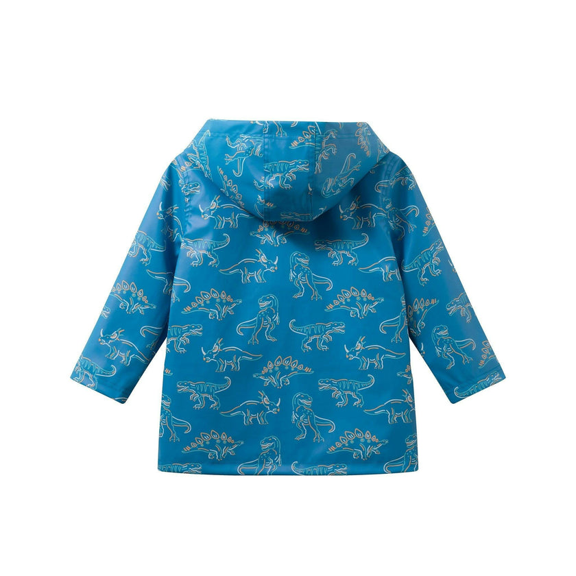 Boys Allover Print Raincoat | Blue Dino