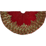 Handmade Christmas Tree Skirt - Hand Beaded Metallic Starburst on Garnet Red- 60"