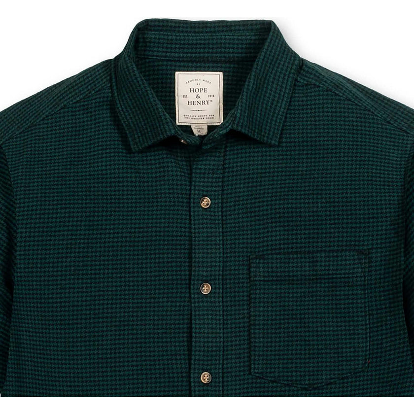 Men's Organic Long Sleeve Flannel Button Down Shirt, Green