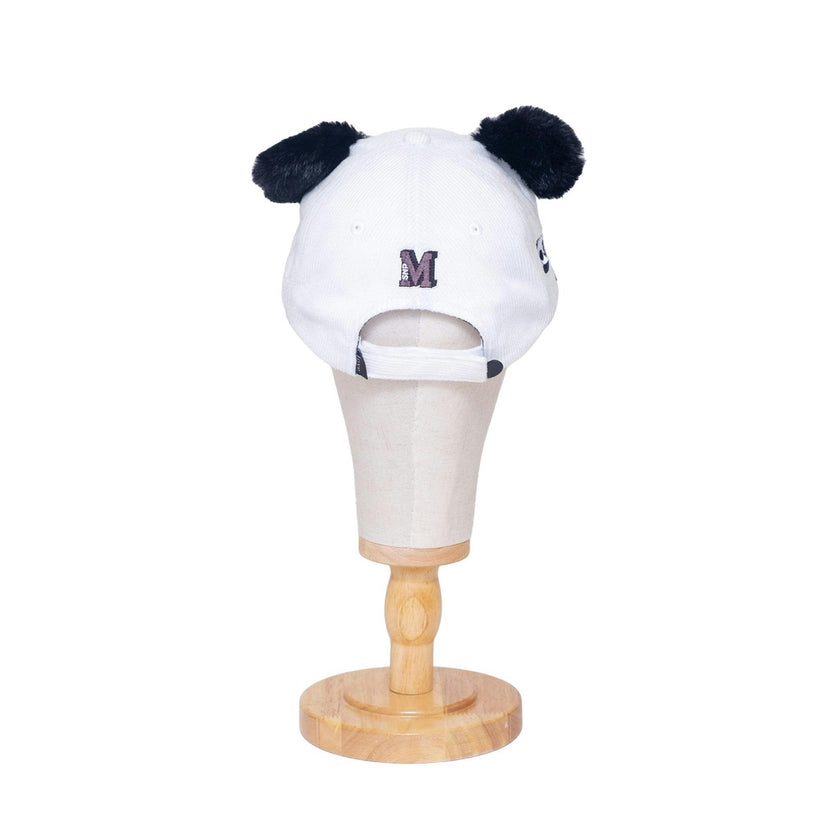 Corduroy Baseball Hat – Panda Face with Furry Ears
