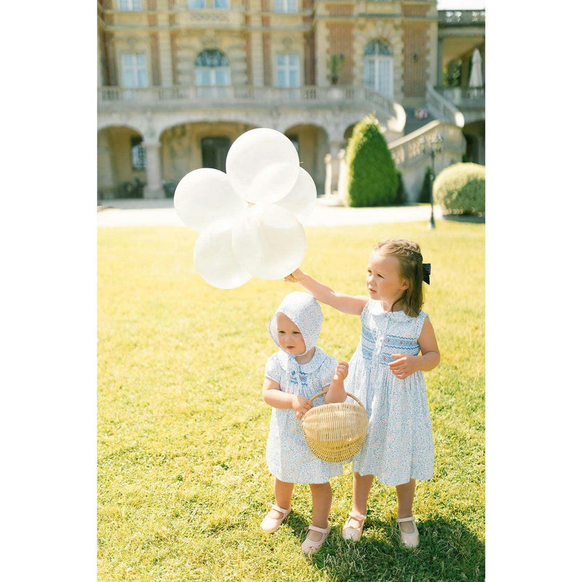 Olympe Blue Floral Smocked Baby Set with Bloomers and Hat