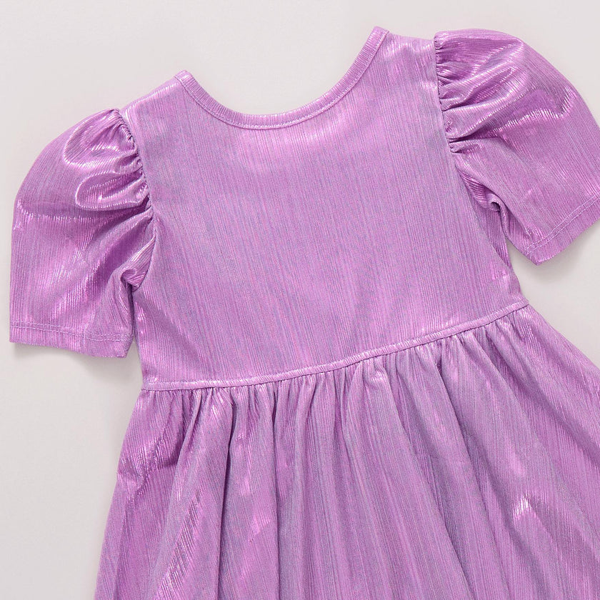 Girls Lame Laurie Dress - Lavender